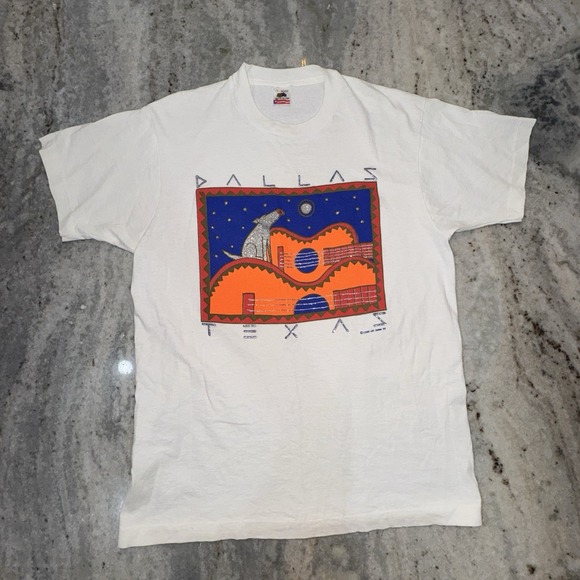 Fruit of the Loom Other - VTG '89 Single Stitch Dallas Texas T Shirt Graphic Print Coyote Glitter Sz Large
